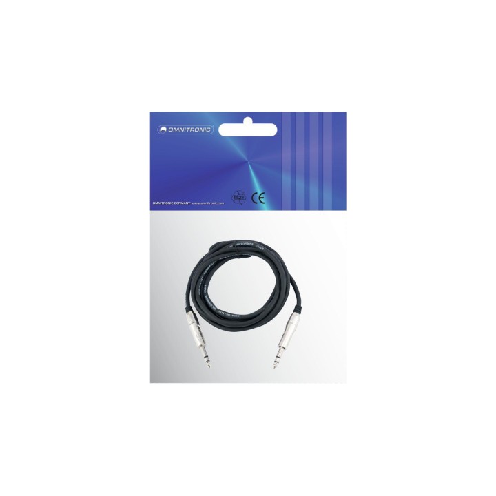 Omnitronic - Jack cable 6.3 stereo 3m bk ROAD - Cable d'Àudio - Jack - Jack | Z-Bombilla