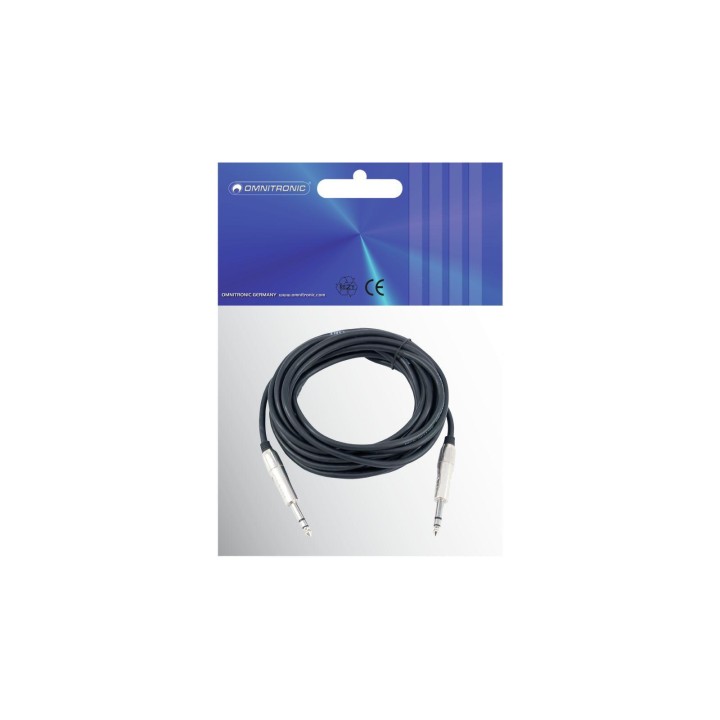 Omnitronic - Jack cable 6.3 stereo 6m bk ROAD - Cable d'Àudio - Jack - Jack | Z-Bombilla