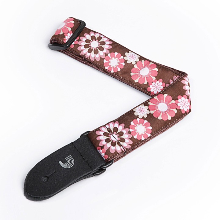 Planetwaves - PINK AND BROWN FLOWERS - Guitar strap | Z-Bombilla