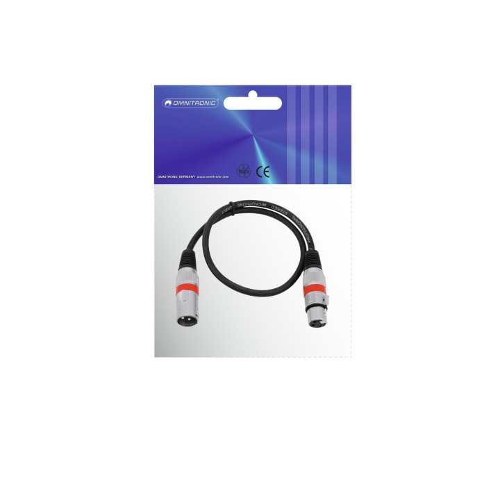 Omnitronic - XLR cable 3pin 0.5m bk/rd