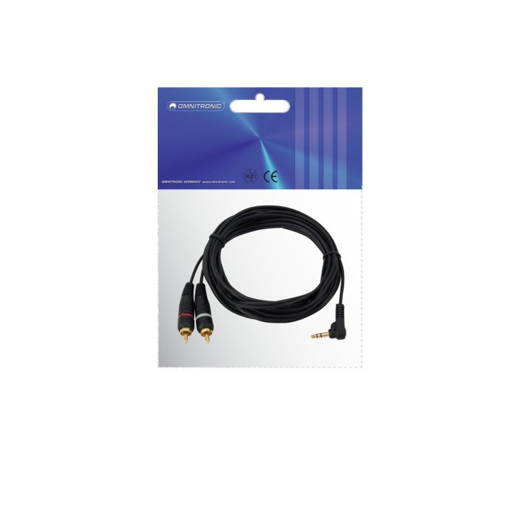 Omnitronic - Adaptercable 3.5 Jack 90°/2xRCA 1.5m bk
