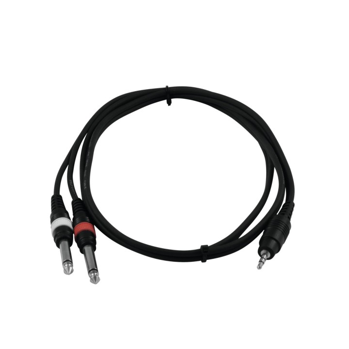 Omnitronic - Adaptercable 3.5 Jack/2xJack 1.5m bk