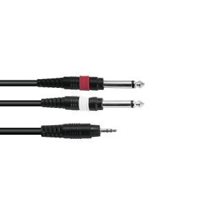 Omnitronic - Adaptercable 3.5 Jack/2xJack 6m bk