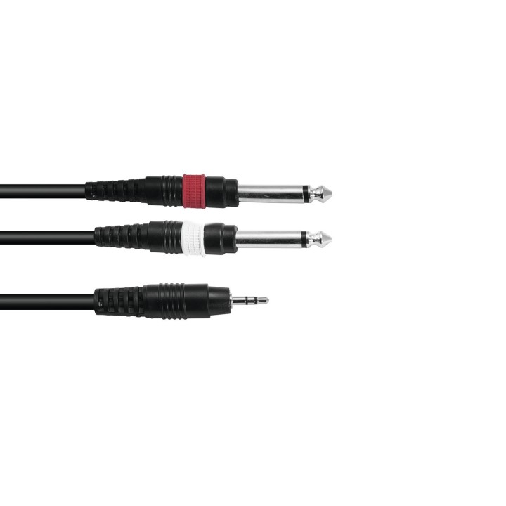 Omnitronic - Adaptercable 3.5 Jack/2xJack 6m bk