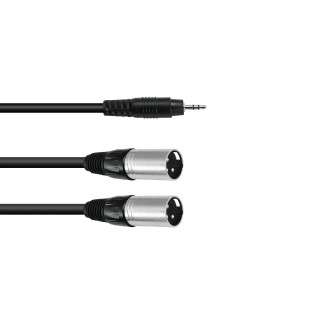 Omnitronic - Adaptercable 3.5 Jack/2xXLR(M) 3m bk