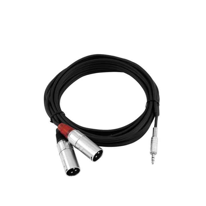 Omnitronic - Adaptercable 3.5 Jack/2xXLR(M) 3m bk