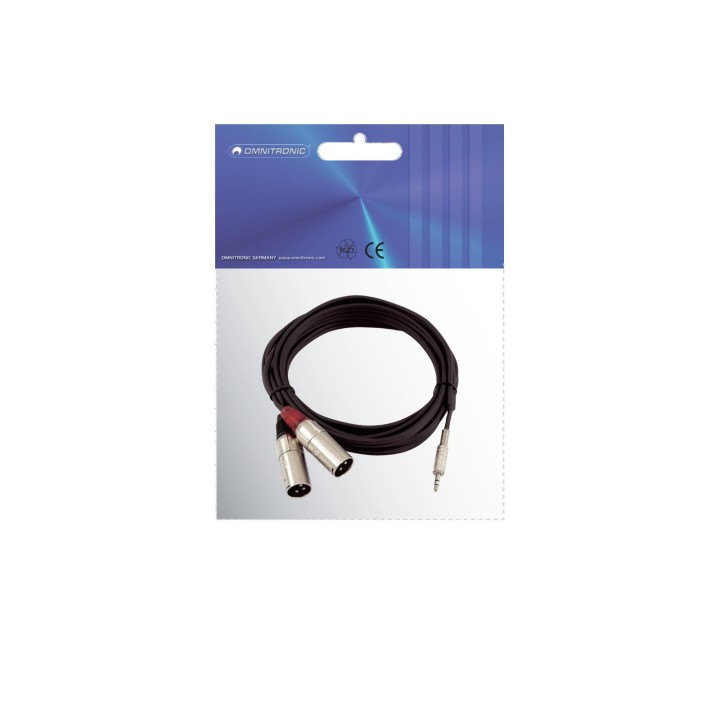 Omnitronic - Adaptercable 3.5 Jack/2xXLR(M) 3m bk