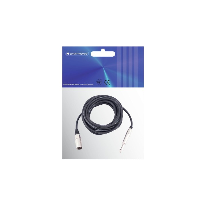 Omnitronic - Adaptercable XLR(M)/Jack mono 10m bk