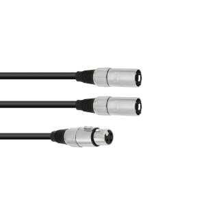 Omnitronic - Adaptercable XLR(F)/2xXLR(M) 1m bk