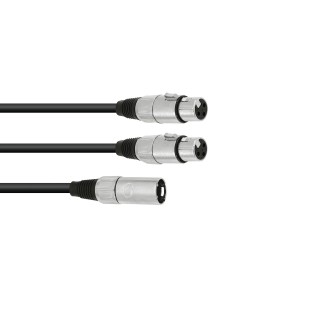 Omnitronic - Adaptercable XLR(M)/2xXLR(F) 0,5m bk