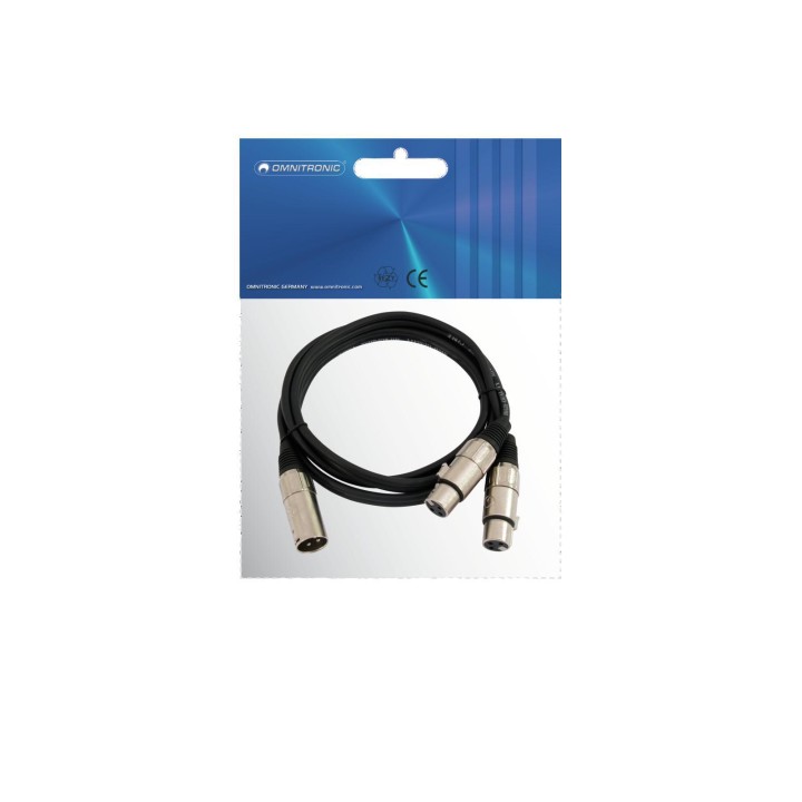 Omnitronic - Adaptercable XLR(M)/2xXLR(F) 0,5m bk