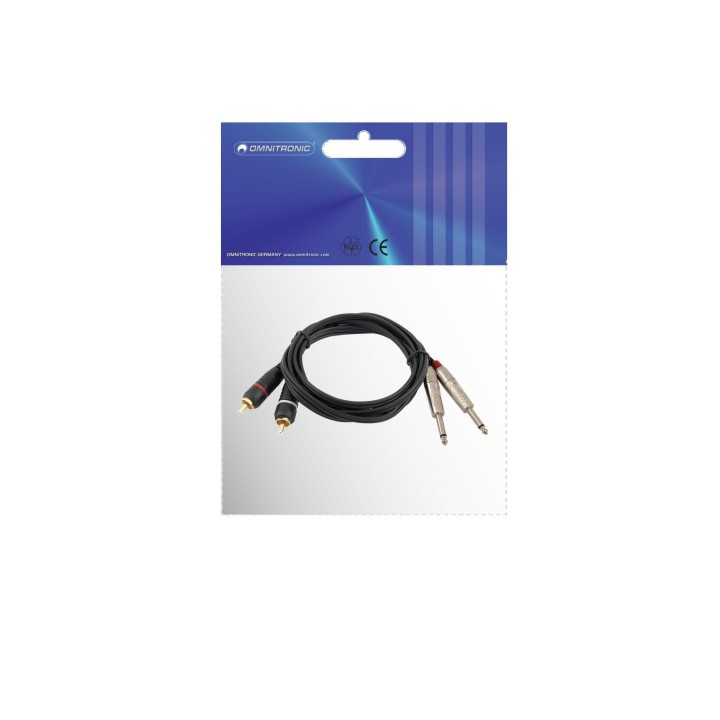 Omnitronic - Adaptercable 2xJack/2xRCA 1m bk