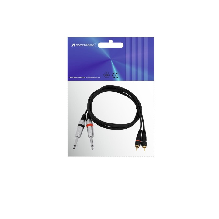 Omnitronic - Adaptercable 2xJack/2xRCA 1.5m bk