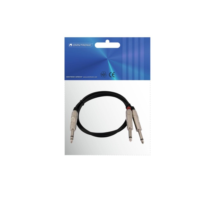 Omnitronic - Adaptercable Jack/2xJack 3m