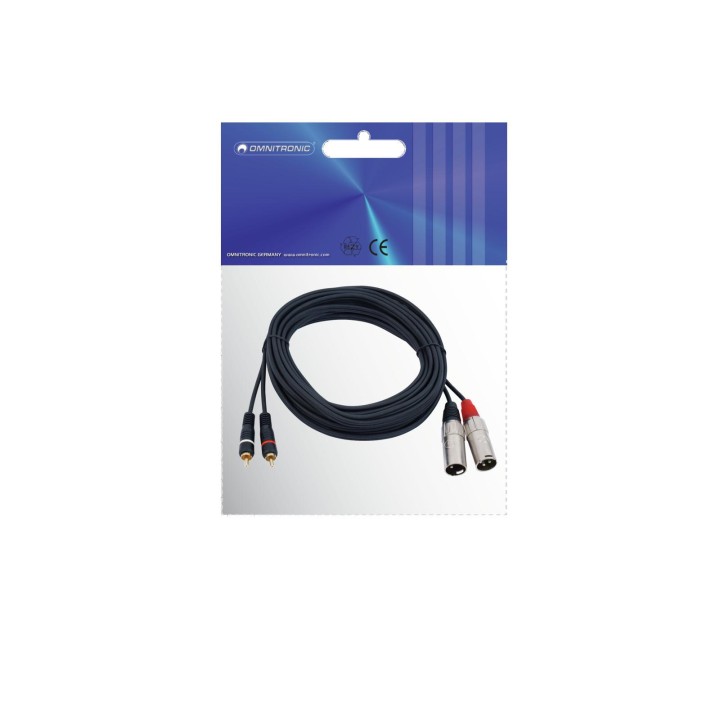 Omnitronic - Adaptercable 2xXLR(M)/2xRCA 6m bk