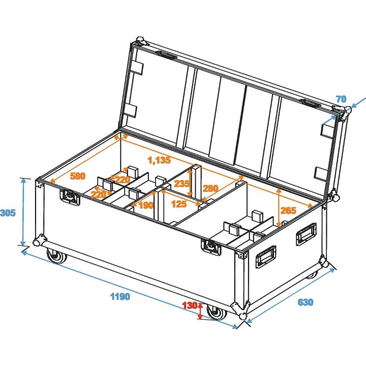 Roadinger - Flightcase 8x ML-56/ML-64