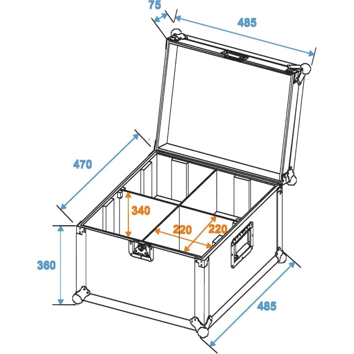 Roadinger - Flightcase 4x PAR-56 Spot long