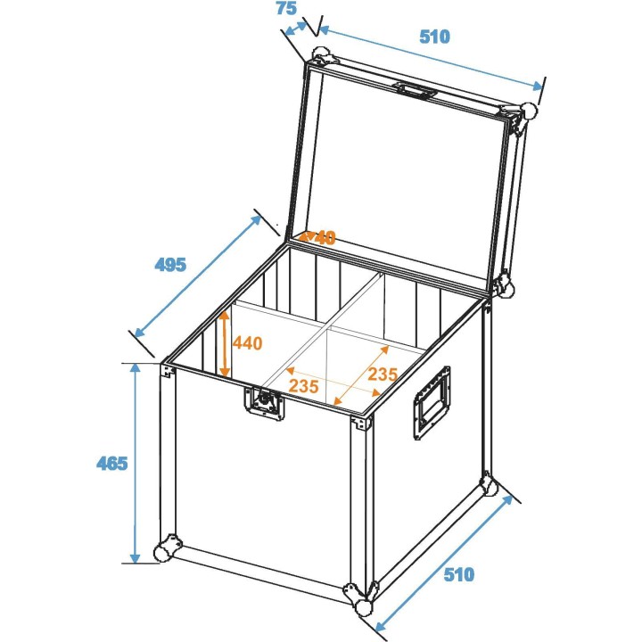 Roadinger - Flightcase 4x PAR-64 Spot long