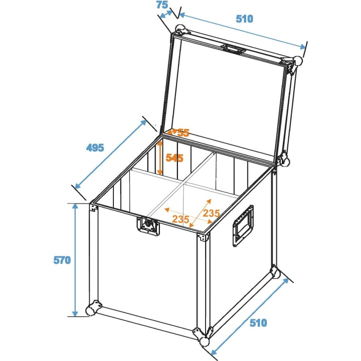 Roadinger - Flightcase 4x PAR-64 Spot long Clamp