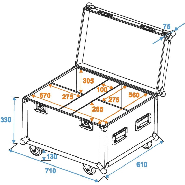 Roadinger - Flightcase 4x TMH-30/TMH-40/TMH-60