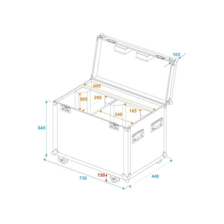 Roadinger - Flightcase 2x PFE-100/120