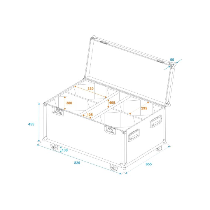 Roadinger - Flightcase 4x LED THA-100F/THA-120PC with wheels