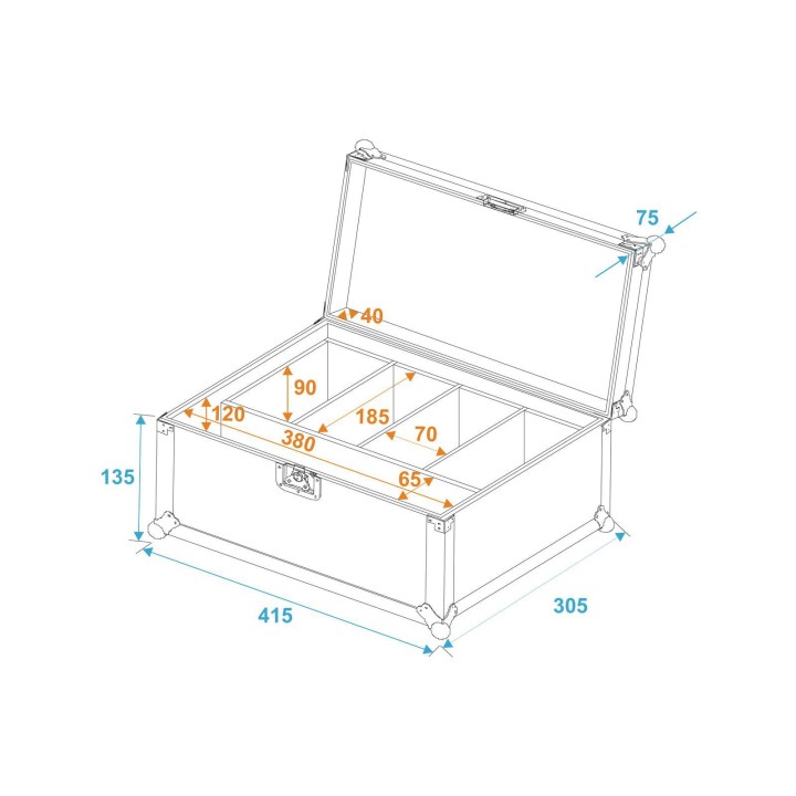 Roadinger - Flightcase 4x AKKU Flat Light Series