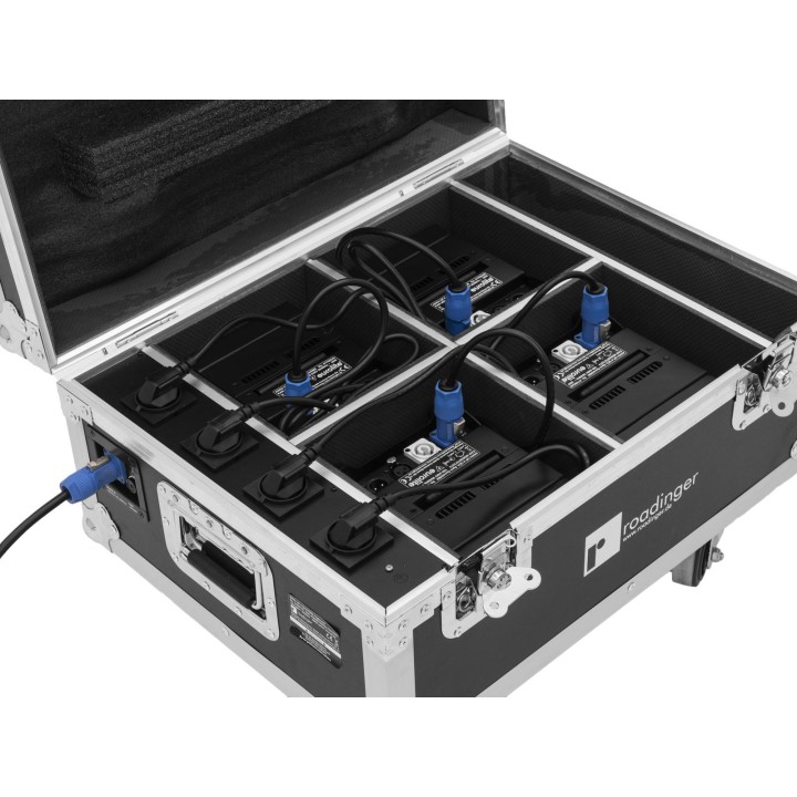 Roadinger - Flightcase 4x AKKU UP-4 QuickDMX with charging function