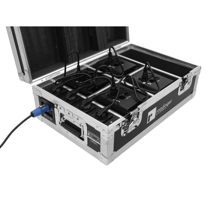 Roadinger - Flightcase 4x AKKU TL-3 Trusslight QuickDMX with charging function