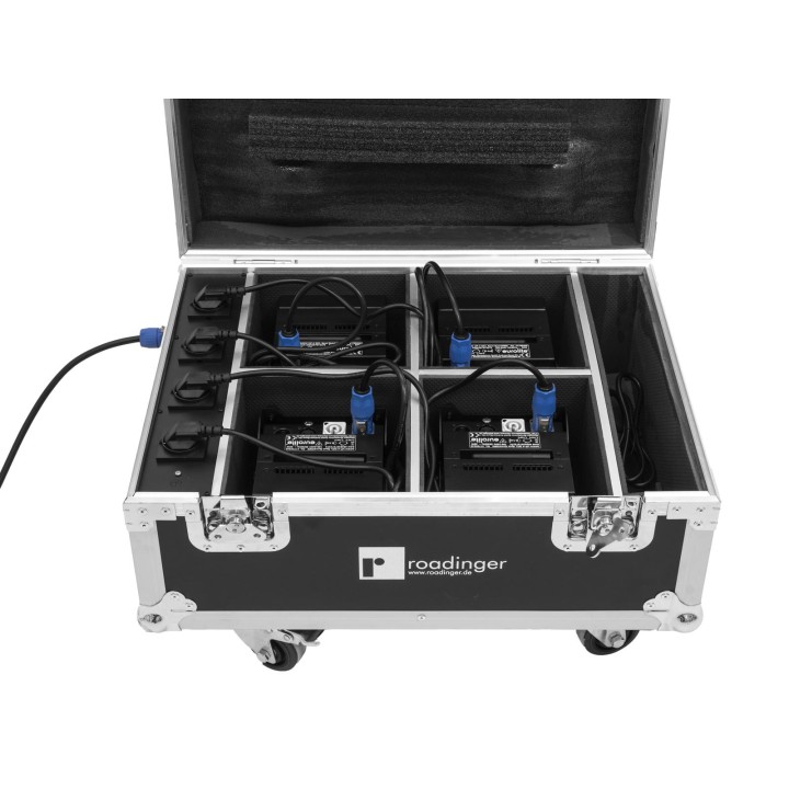 Roadinger - Flightcase 4x AKKU IP UP-4 QuickDMX with charging function