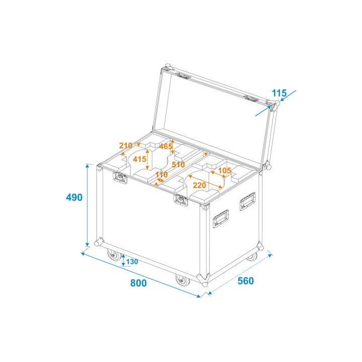 Roadinger - Flightcase 2x LED TMH-X10