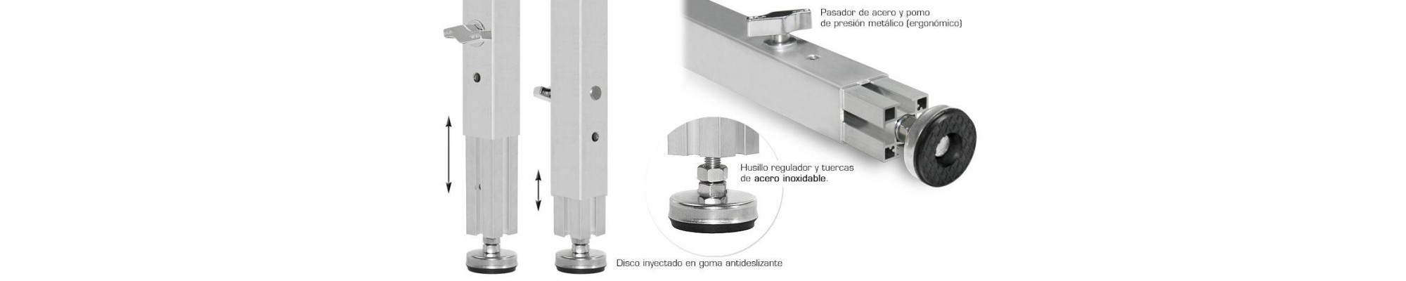 Telescopic Leg With Steps And Leveler 50 X 50 Cm